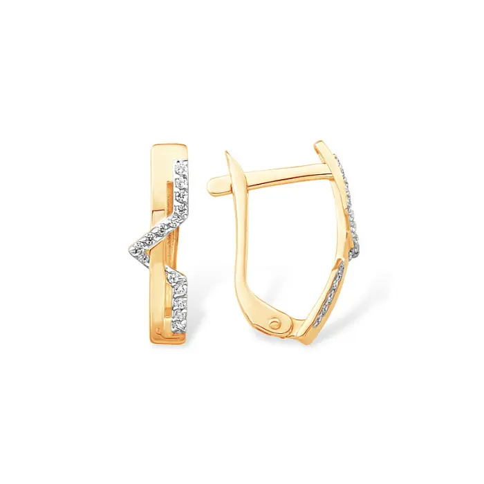 Серьги с английским замком из красного золота
