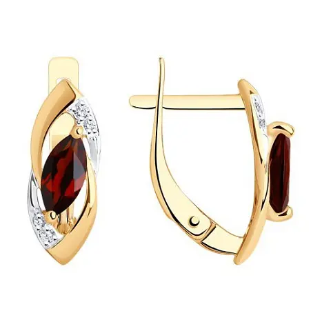Серьги с английским замком из красного золота
