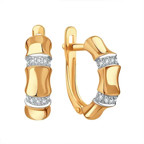 Серьги с английским замком из желтого золота