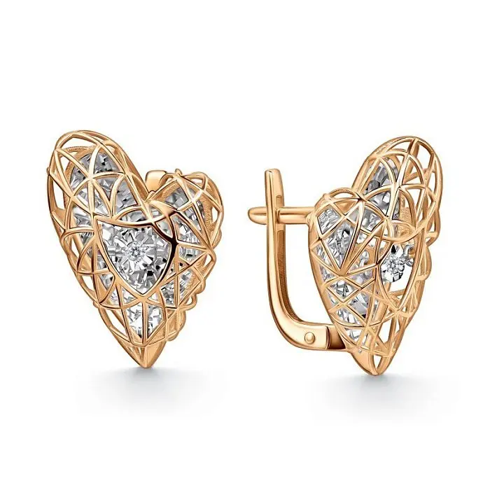 Серьги с английским замком из комбинированного золота