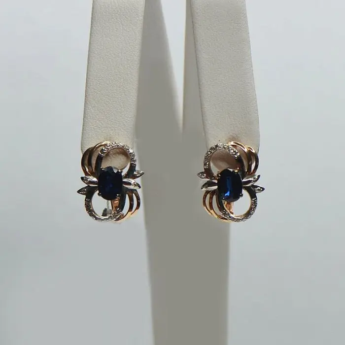 Серьги с английским замком из комбинированного золота