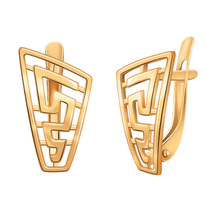 Серьги с английским замком из красного золота