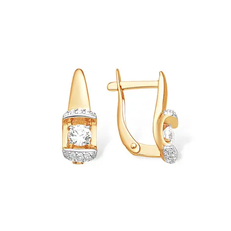Серьги с английским замком из красного золота