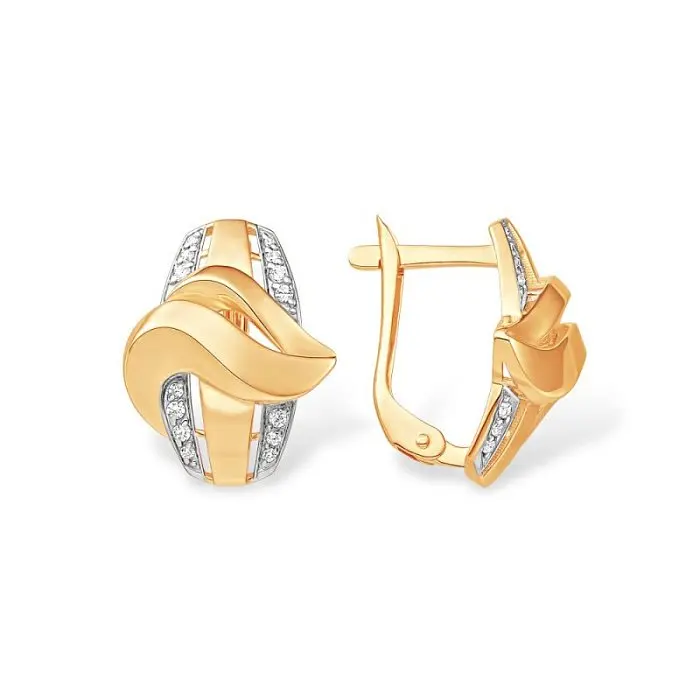 Серьги с английским замком из красного золота