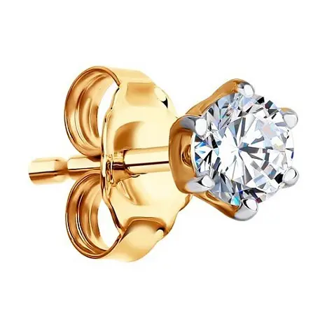 Серьги одиночные из красного золота