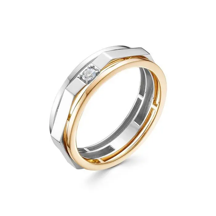 Кольцо обручальное из комбинированного золота