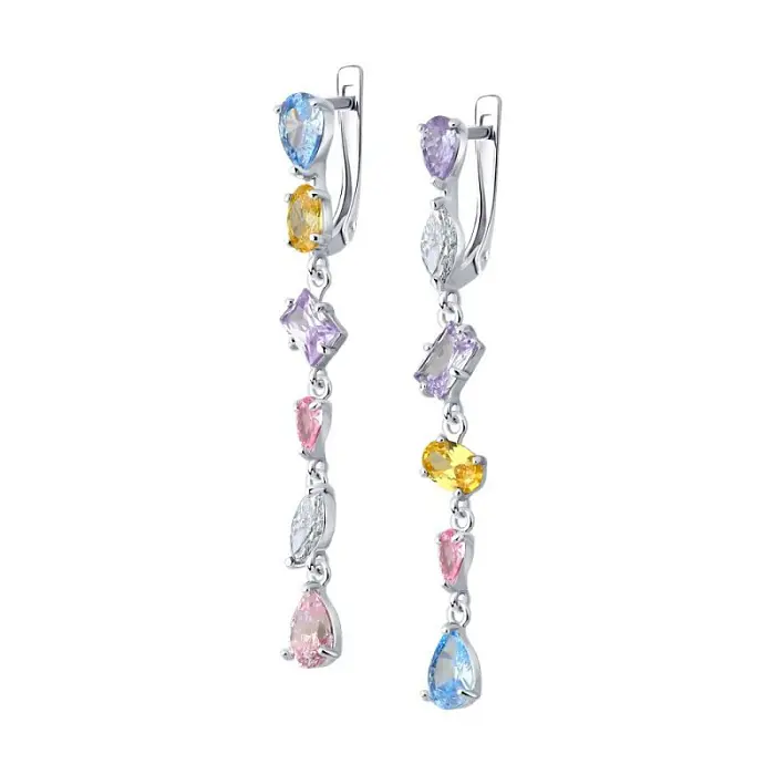 Серьги подвесные из серебра
