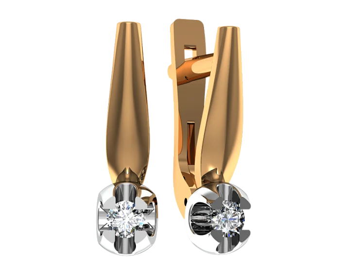 Серьги с английским замком из комбинированного золота