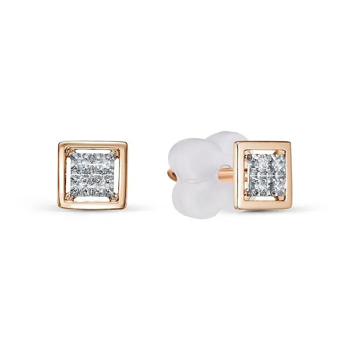 Серьги пуссеты из красного золота вид 1