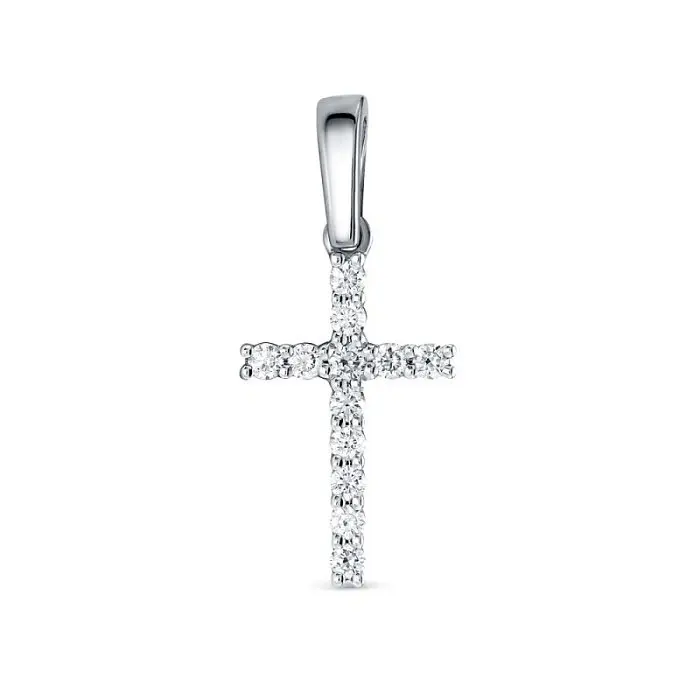 Подвеска декоративный крест из белого золота