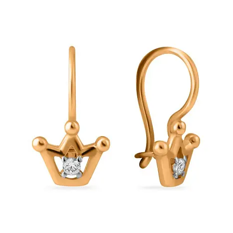 Серьги детские из красного золота