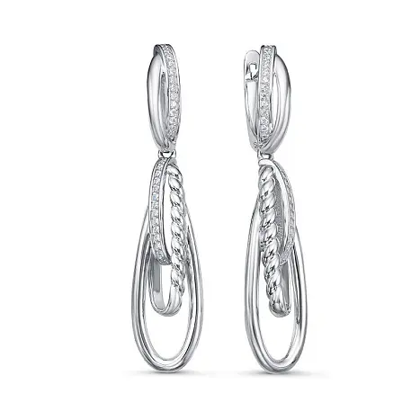 Серьги подвесные из серебра