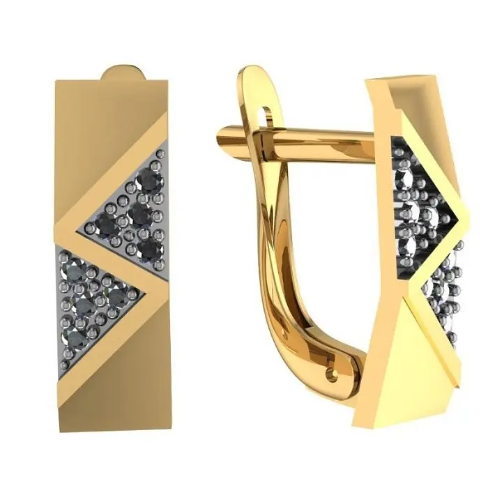 Серьги с английским замком из комбинированного золота