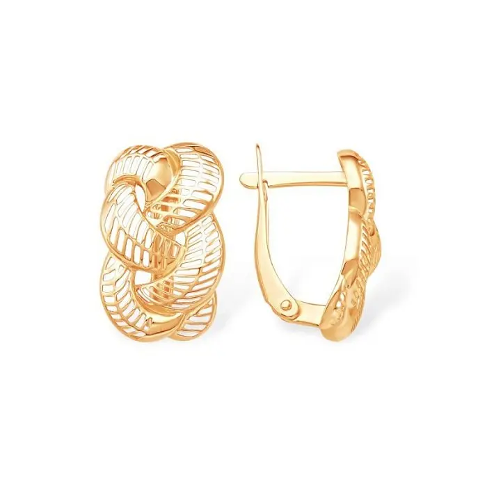 Серьги с английским замком из красного золота