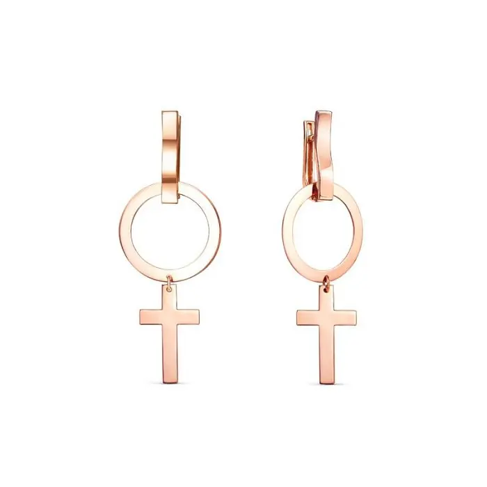 Серьги подвесные из красного золота