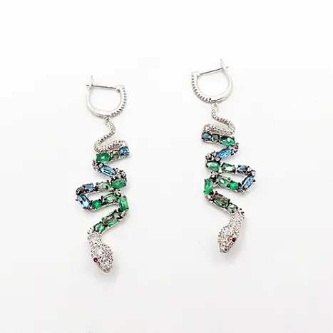 Серьги подвесные из серебра