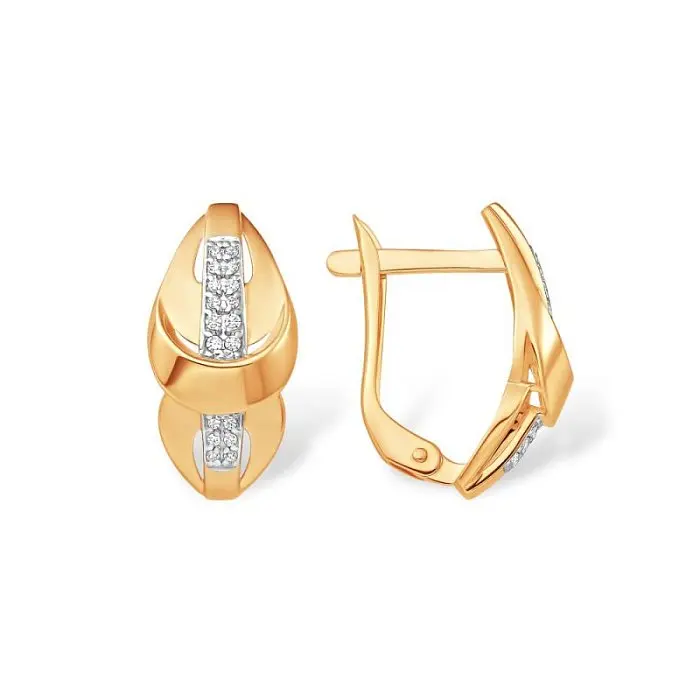 Серьги с английским замком из красного золота