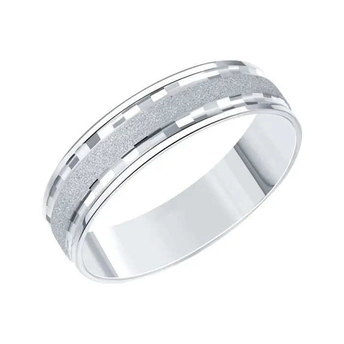 Кольцо обручальное из белого золота вид 1