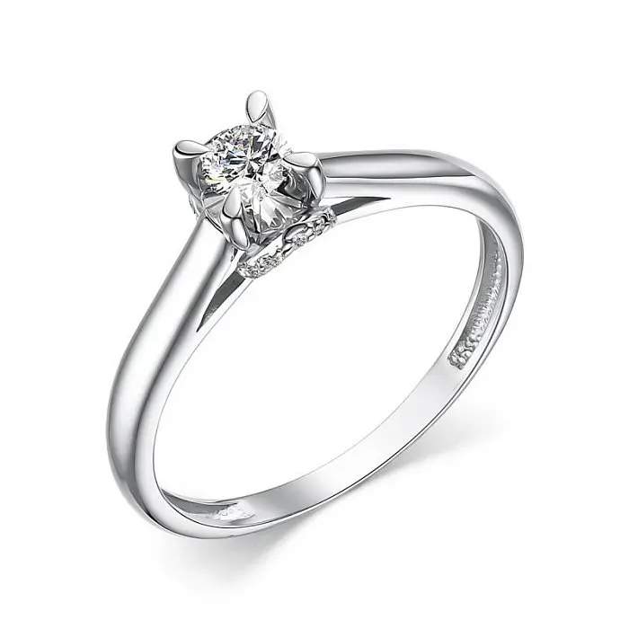 Кольцо помолвочное из белого золота