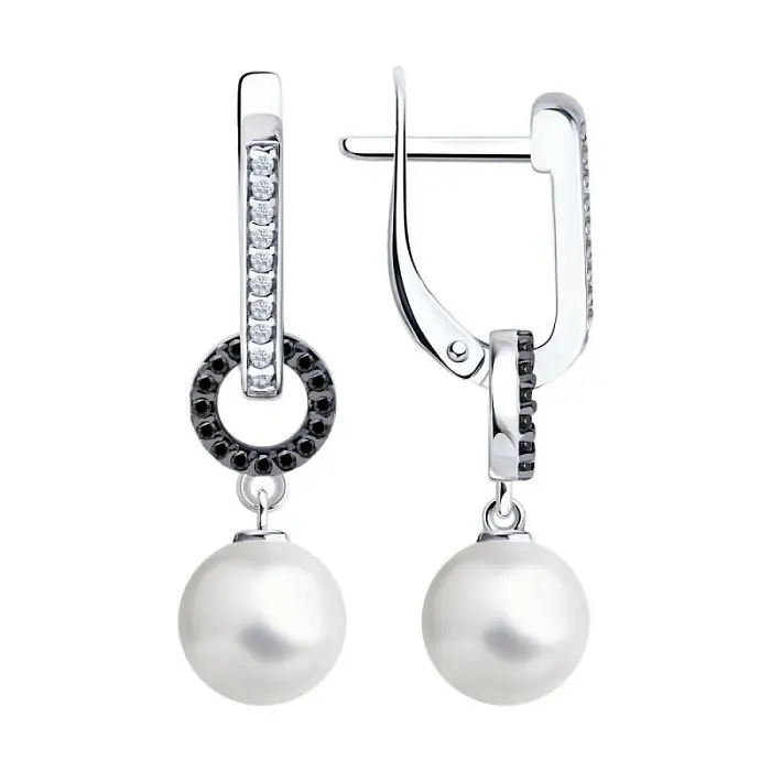 Серьги подвесные из серебра