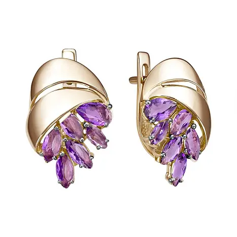 Серьги с английским замком из красного золота