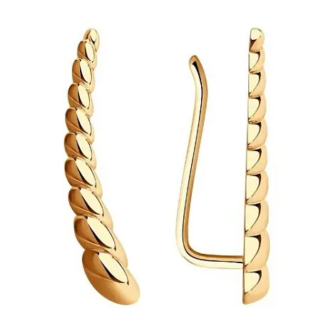 Серьги зажимы из красного золота