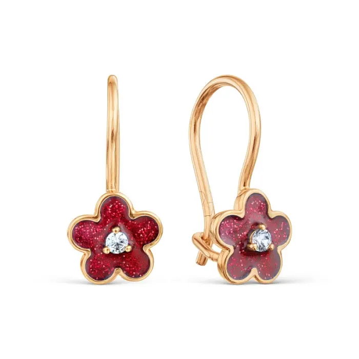 Серьги детские из красного золота