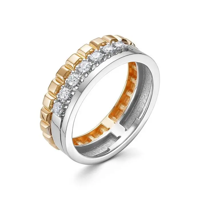 Кольцо декоративное из комбинированного золота вид 1