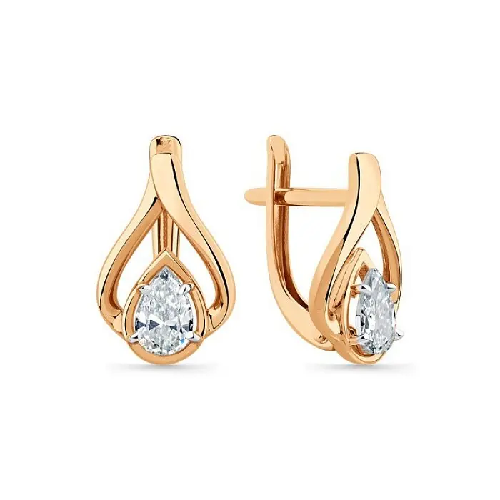 Серьги с английским замком из красного золота