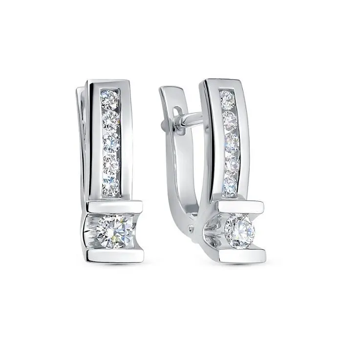 Серьги с английским замком из белого золота