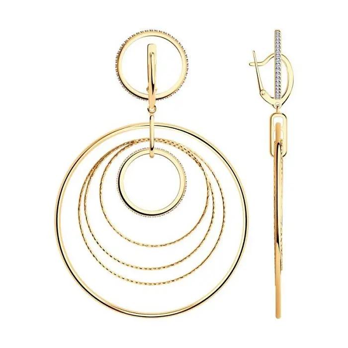 Серьги подвесные из позолоты