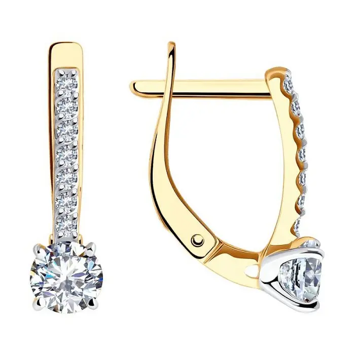 Серьги с английским замком из красного золота