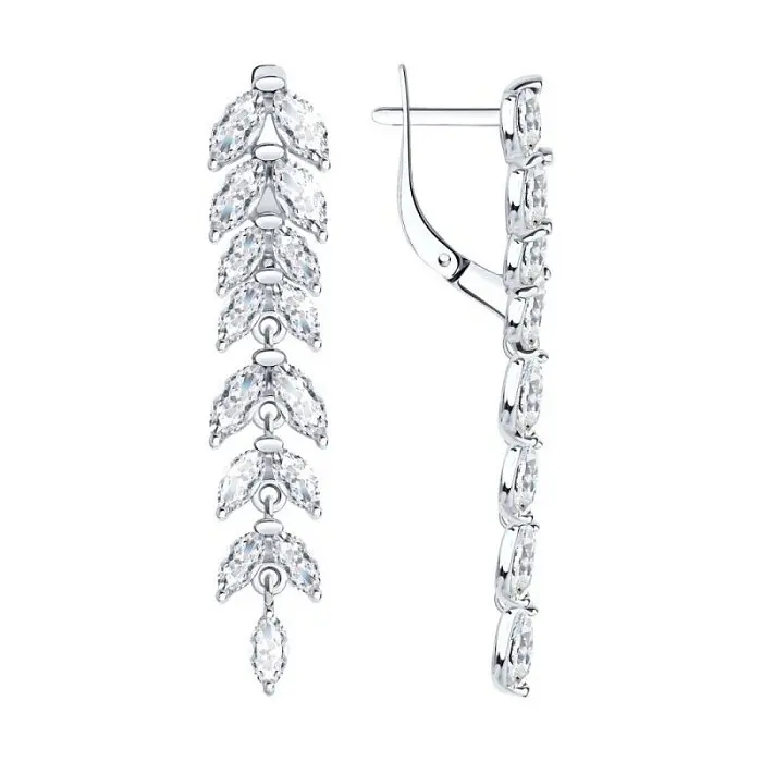 Серьги подвесные из серебра