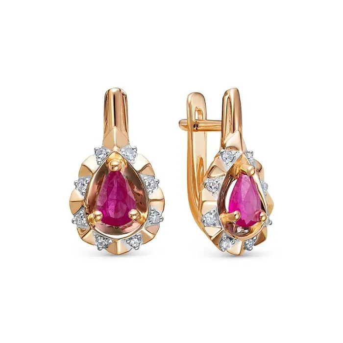 Серьги с английским замком из красного золота