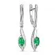 Серьги подвесные из белого золота с изумрудами