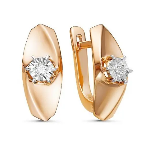 Серьги с английским замком из красного золота