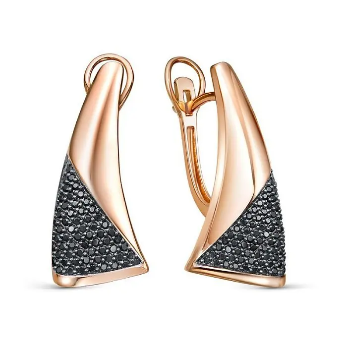 Серьги с английским замком из комбинированного золота