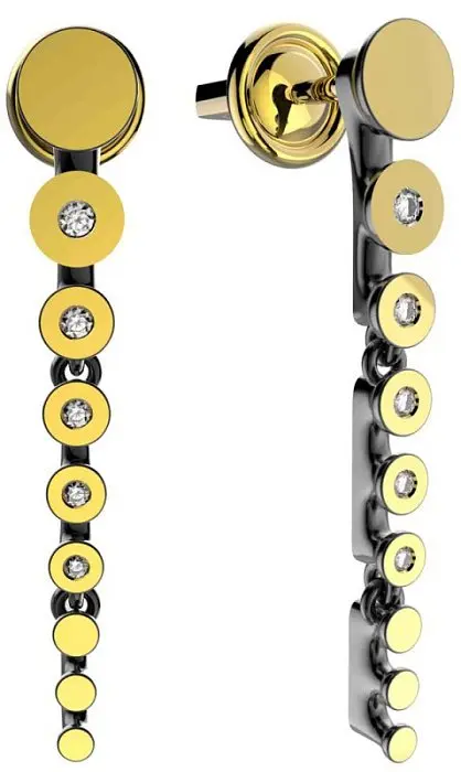 Серьги подвесные из белого золота