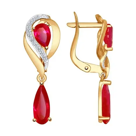 Серьги с английским замком из красного золота