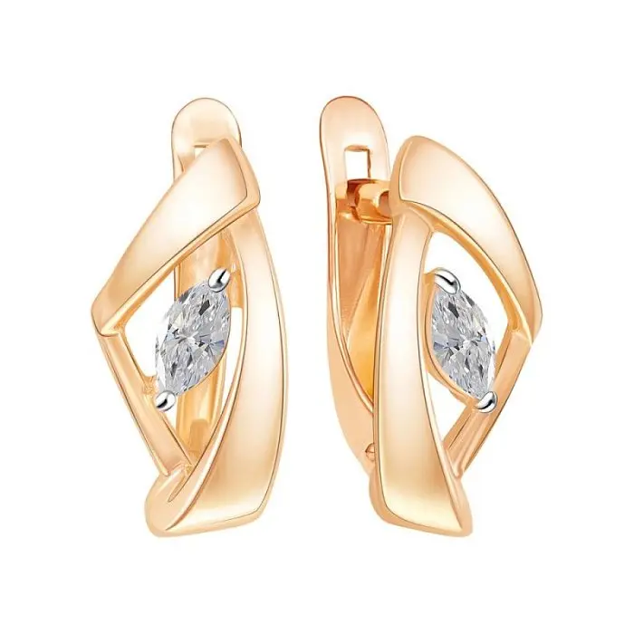 Серьги с английским замком из красного золота