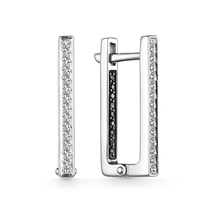 Серьги с английским замком из белого золота