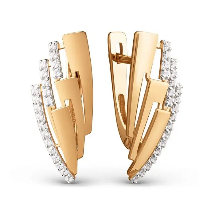 Серьги с английским замком из красного золота