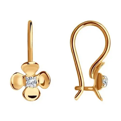 Серьги детские из красного золота
