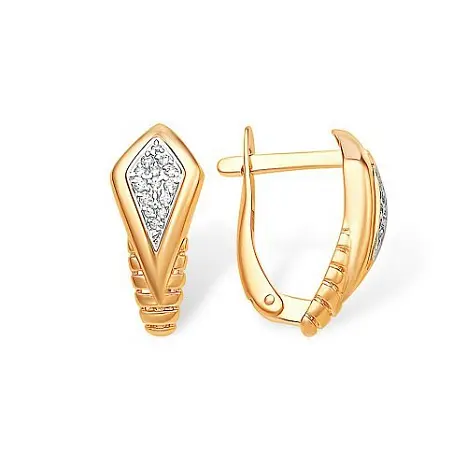 Серьги с английским замком из красного золота