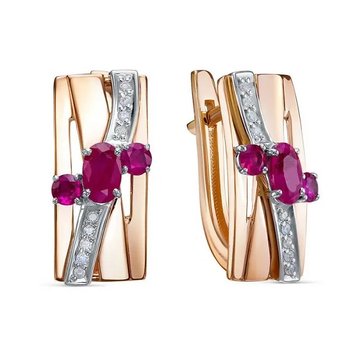 Серьги с английским замком из красного золота