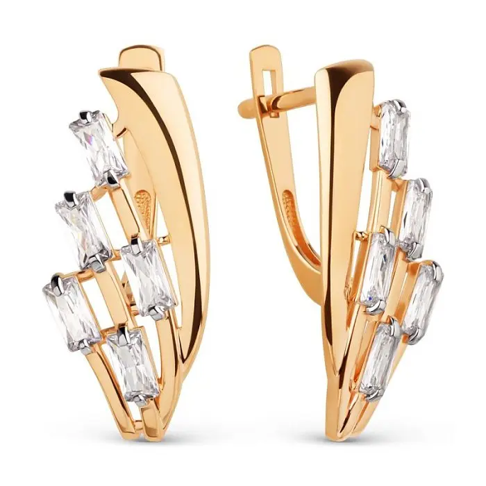 Серьги с английским замком из красного золота