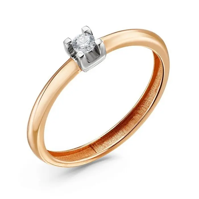 Кольцо помолвочное из комбинированного золота