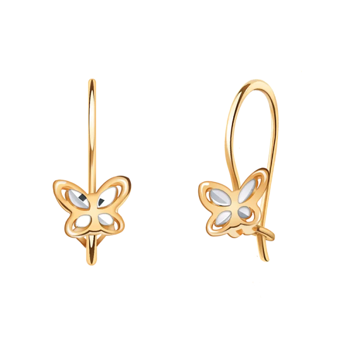 Серьги детские из красного золота