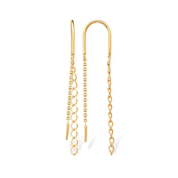 Серьги цепочки из красного золота