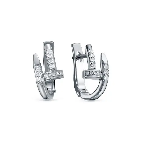 Серьги с английским замком из белого золота